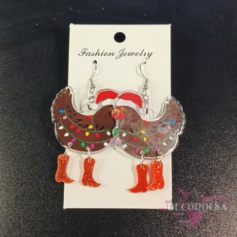 Kolczyki świąteczna kura