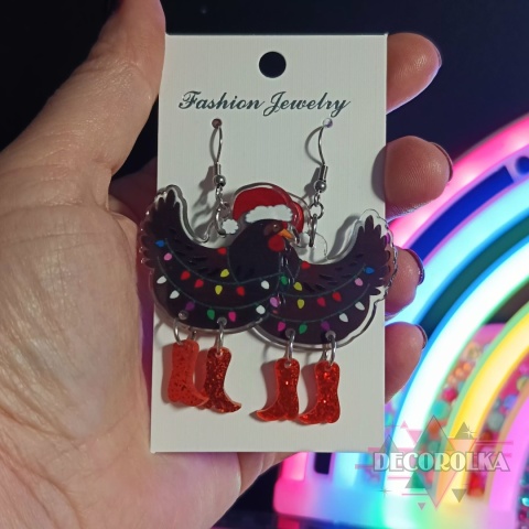 Kolczyki świąteczna kura