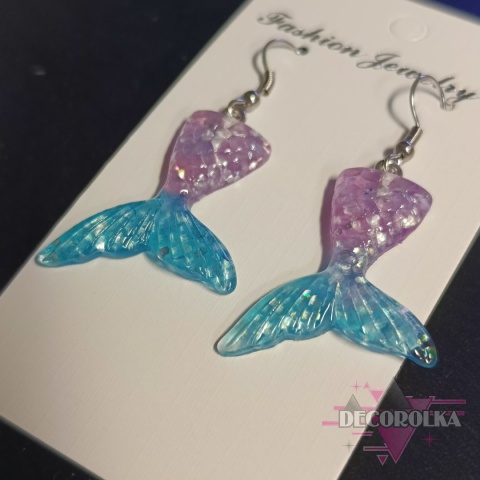 Kolczyki brokatowe ombre ogon syrenki