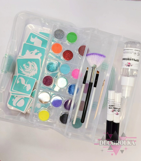 Mega zestaw do tatuaży brokatowych w kuferku