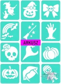 Szablony do tatuaży brokatowych HALLOWEEN 3 ARKUSZ