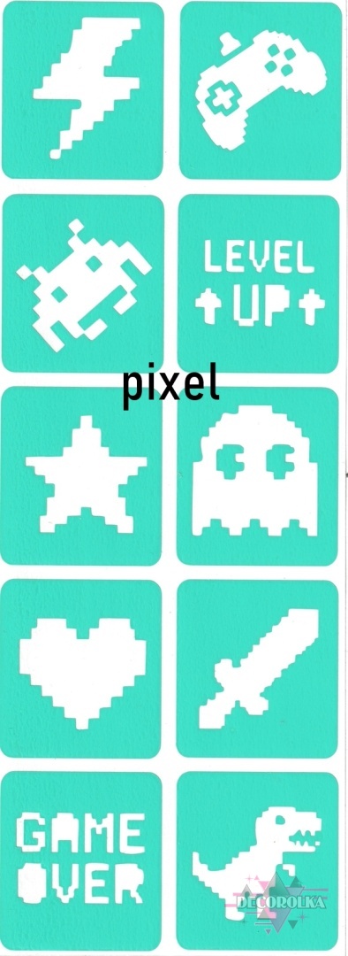 Mini szablony do tatuaży brokatowych PIXEL