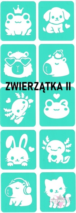 Mini szablony do tatuaży brokatowych MINI ZWIERZĄTKA II