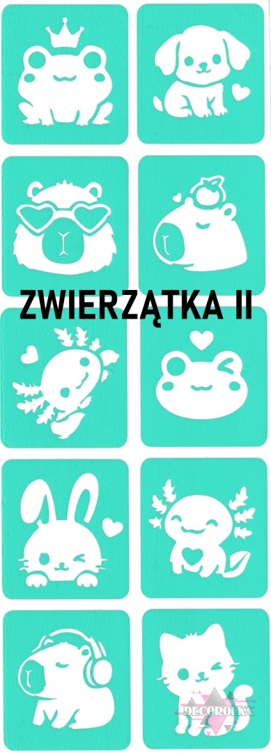 Mini szablony do tatuaży brokatowych MINI ZWIERZĄTKA II