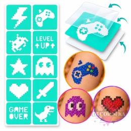 Mini szablony do tatuaży brokatowych MINI PIXEL