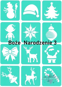 Szablony Tatuaże brokatowe ZESTAW ŚWIĄTECZNY 3 ARKUSZ