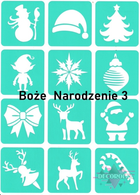Szablony Tatuaże brokatowe ZESTAW ŚWIĄTECZNY 3 ARKUSZ