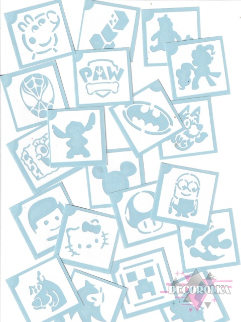 Szablony do tatuaży brokatowych CUTE STENCILS CARTOONS AND GAMES 20 pcs.