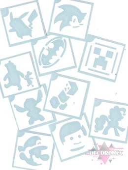 Szablony do tatuaży brokatowych CUTE STENCILS CARTOONS AND GAMES 10 pcs.