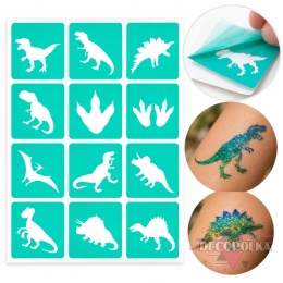 Szablony do tatuaży brokatowych DINOZAURY