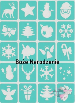 Szablony do tatuaży brokatowych MINI BOŻE NARODZENIE ARKUSZ