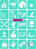 Szablony do tatuaży brokatowych MINI HALLOWEEN 3 ARKUSZ