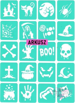 Szablony do tatuaży brokatowych MINI HALLOWEEN 3 ARKUSZ