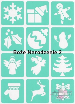 Szablony tatuaże brokatowe ZESTAW ŚWIĄTECZNY 2 ARKUSZ