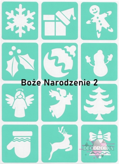 Szablony tatuaże brokatowe ZESTAW ŚWIĄTECZNY 2 ARKUSZ