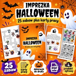 Zabawy na Halloween dla dzieci – 25 pomysłów + karty pracy do druku | E-book