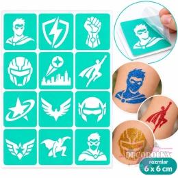 Szablony do tatuaży brokatowych SUPERHERO