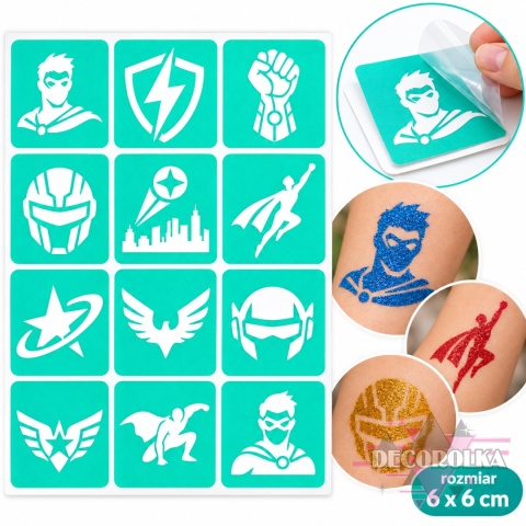 Szablony do tatuaży brokatowych SUPERHERO